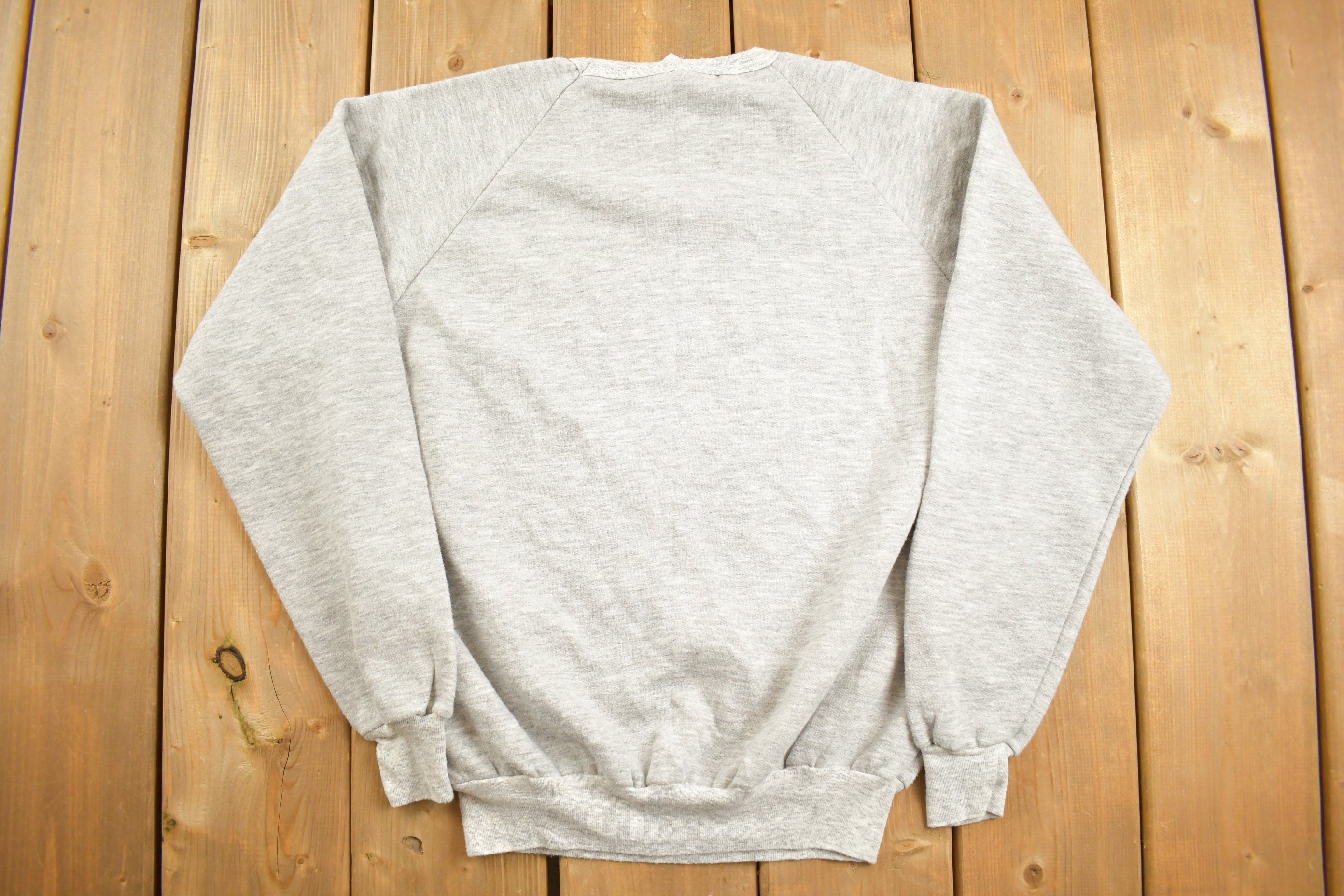 Vintage 1980s Grey World Pro Blank Crewneck Sweatshirt Size Small