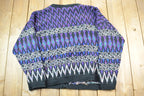 Vintage 1990s Concrete Abstract pattern Half Button Cardigan Knit Sweater