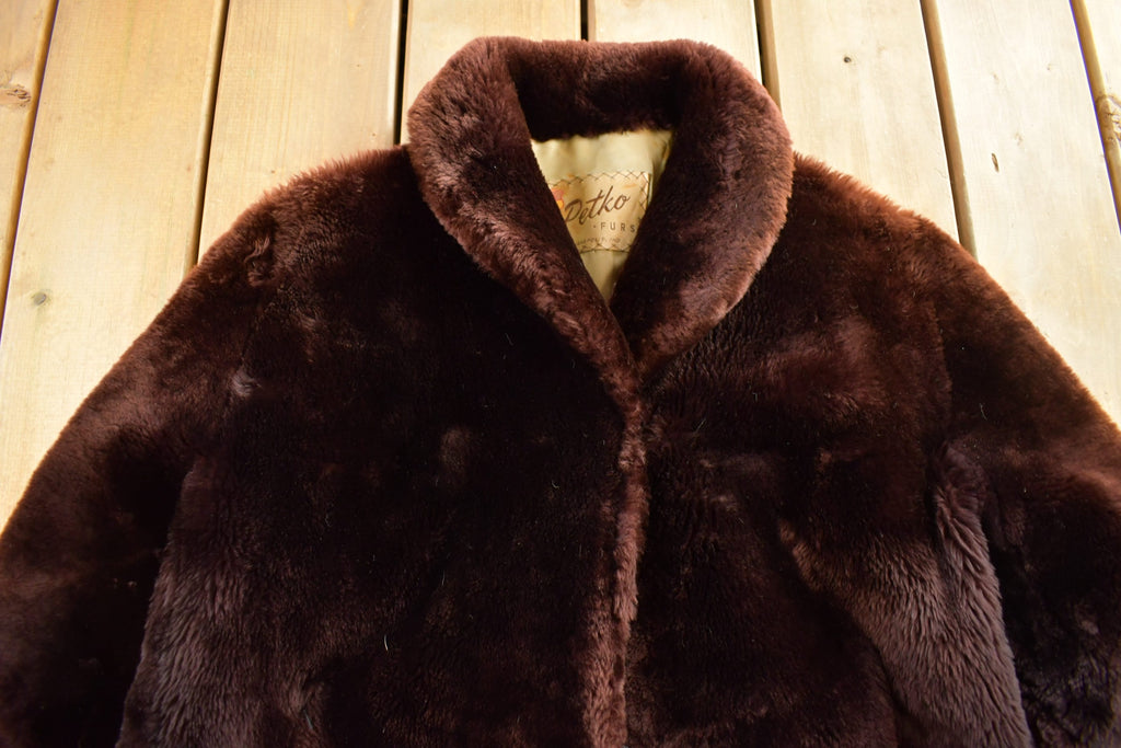 Vintage 1960s Mouton Fur Coat Adult S-M