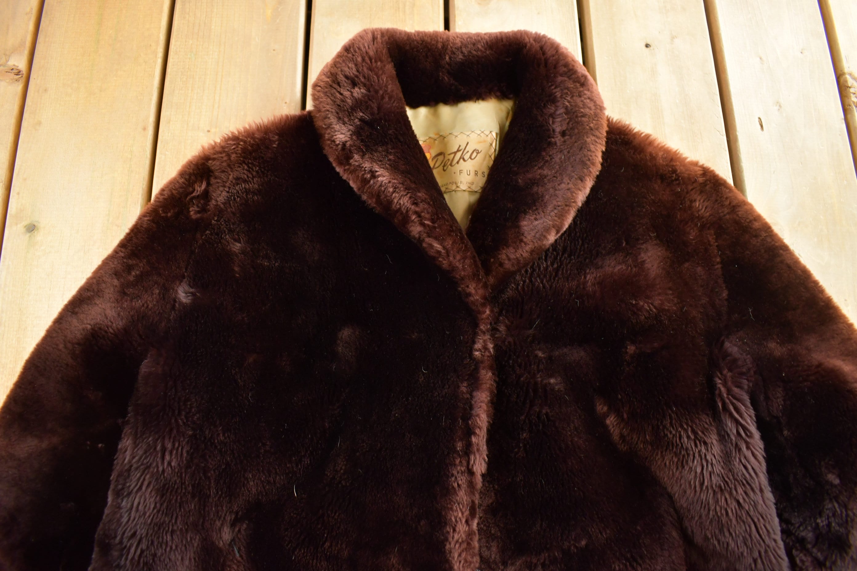 Vintage 1960s Mouton Fur Coat Adult S-M