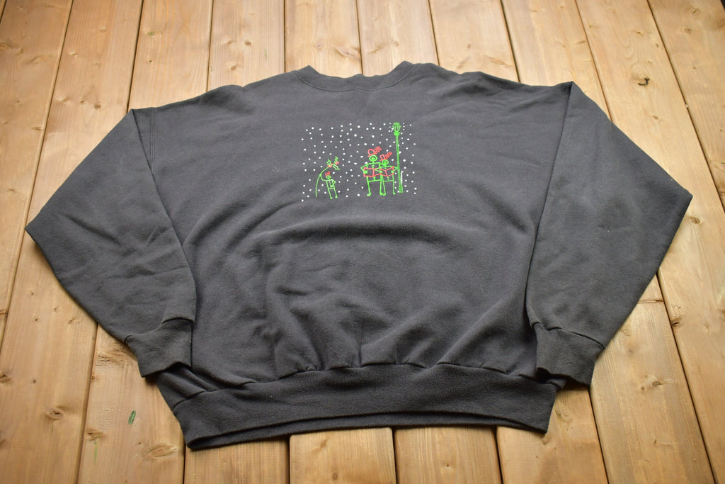Vintage 1990s Stick Figure Christmas Sweater