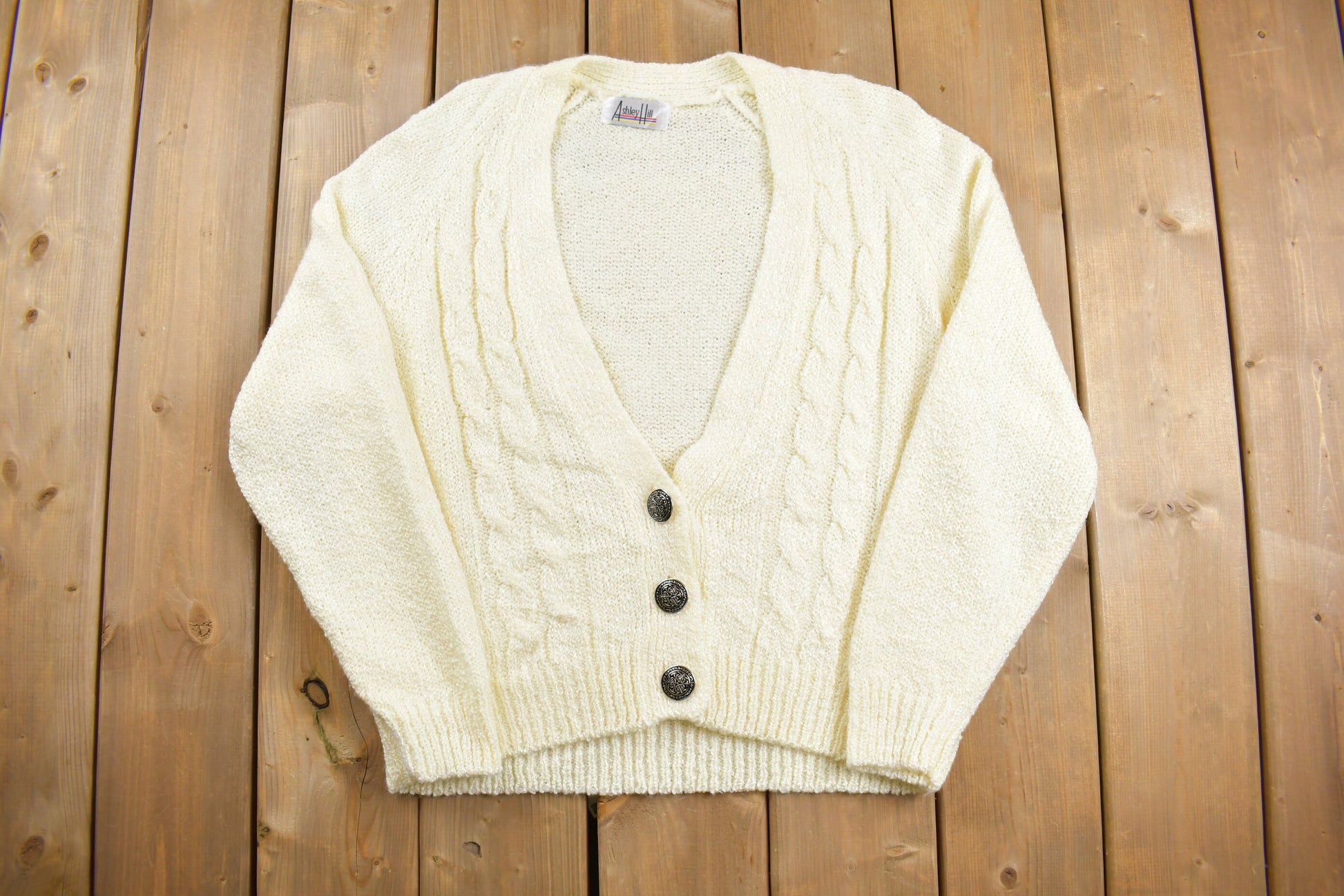 Vintage 1990s Ashley Ill Knit Cardigan Sweater /