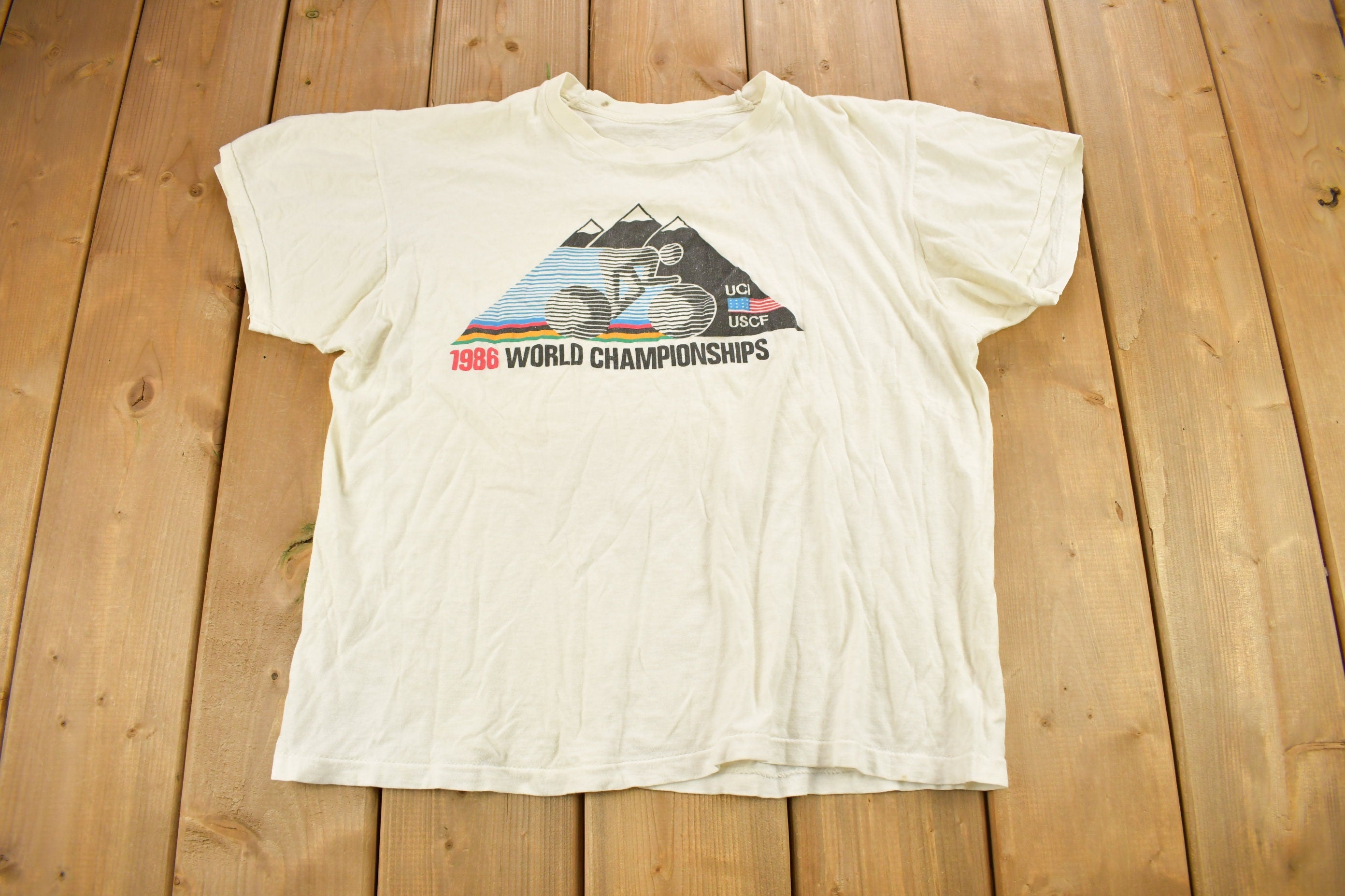 Vintage 1986 USCF Cycling World Championships Graphic T Shirt