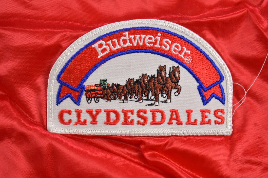 Vintage 1970s Budweiser Clydesdales Satin Jacket Jacket / Athleisure / Patch / Streetwear / Sportswear / Streetwear / Baseball Jacket