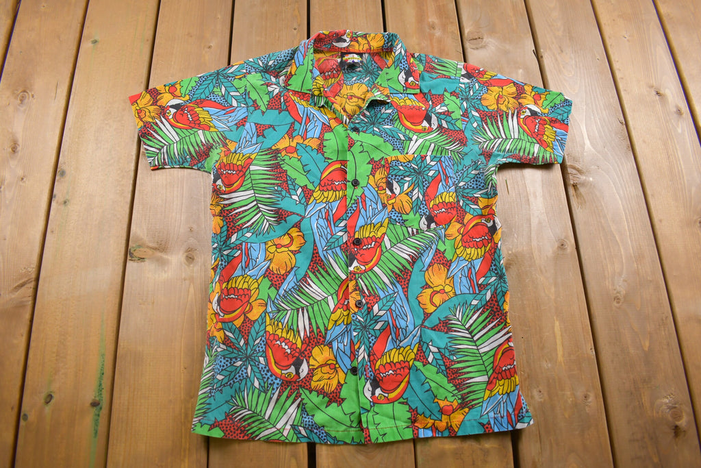 Vintage 1990s Tropical All Over print Button Up Shirt  Made in USA  Abstract Pattern  Casual Shirt  Formal Shirt