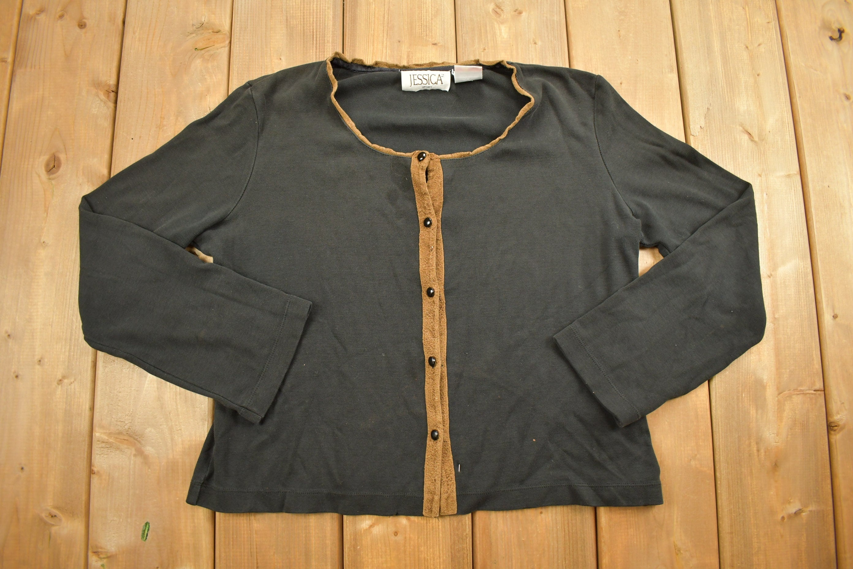 Vintage 1990s Jessica Sport Knit Cardigan Sweater