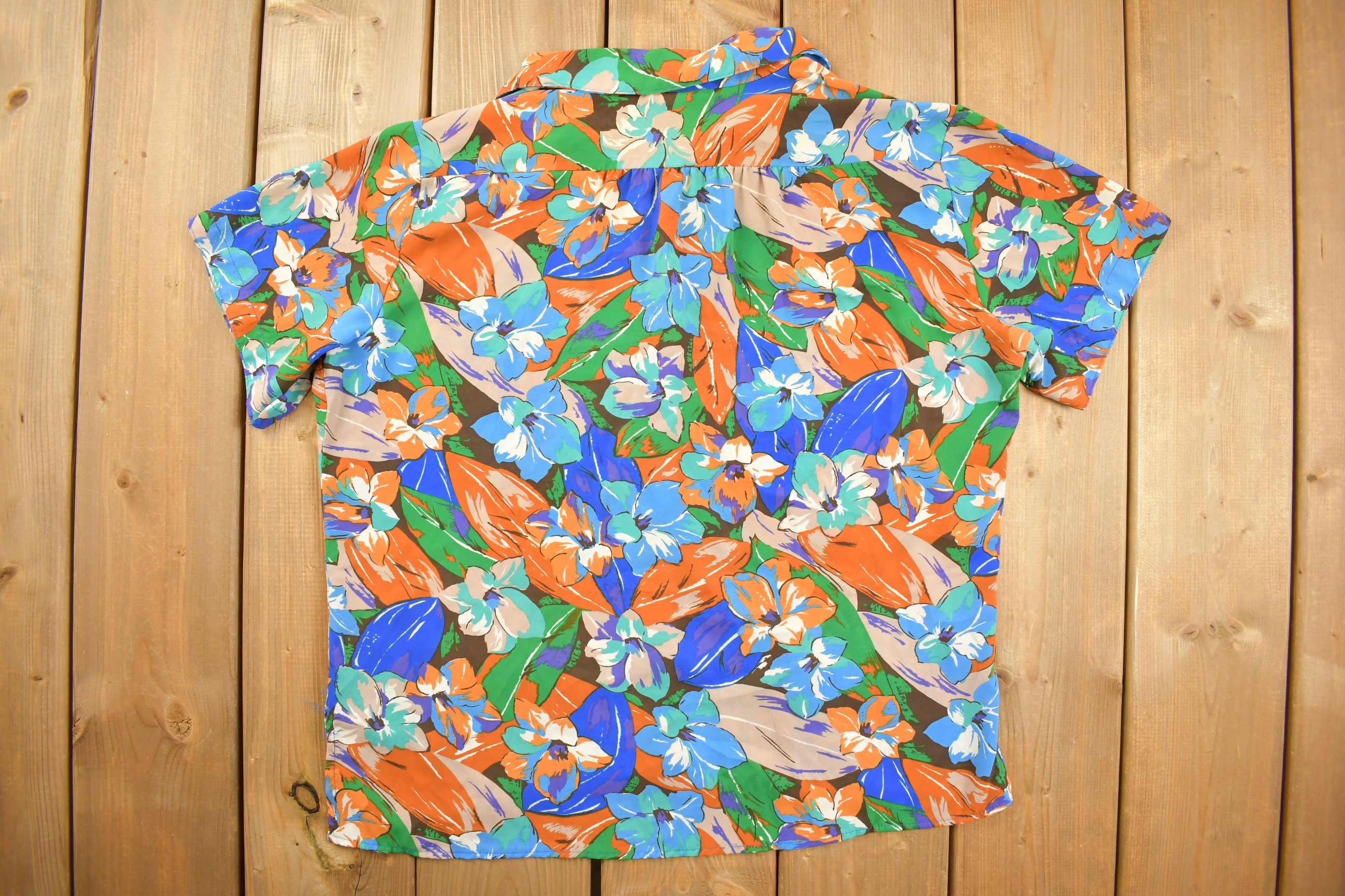 Vintage 1980s Campus Casuals Of California Floral Button Up Shirt