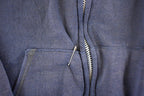 Vintage 1990s Navy Thermal Lined Thrashed Full Zip Hoodie Sweatshirt Men's M / 90's Sun Faded Thrashed Boxy Fit Streetwear Sweater
