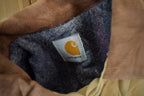 Vintage 1990s Distressed Carhartt Blanket Lined Button Down Jacket Made In USA  Embroidery  Distressed