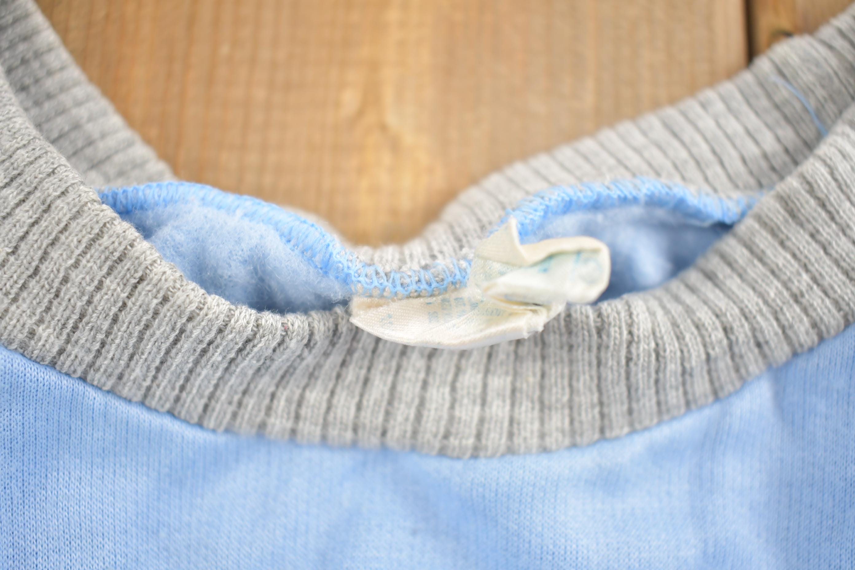 Vintage 1990s Blank Striped Embroidered Crewneck Sweatshirt Made In USA