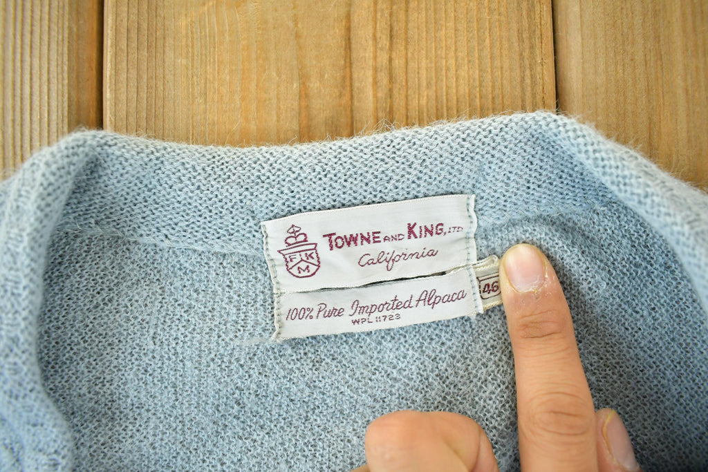 Vintage 1960s Towne & Knit Alpaca Wool Knit Cardigan Sweater Men's Large