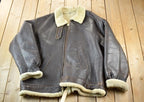 Vintage 1980s Shearling Bomber Jacket Real Leather and Wool