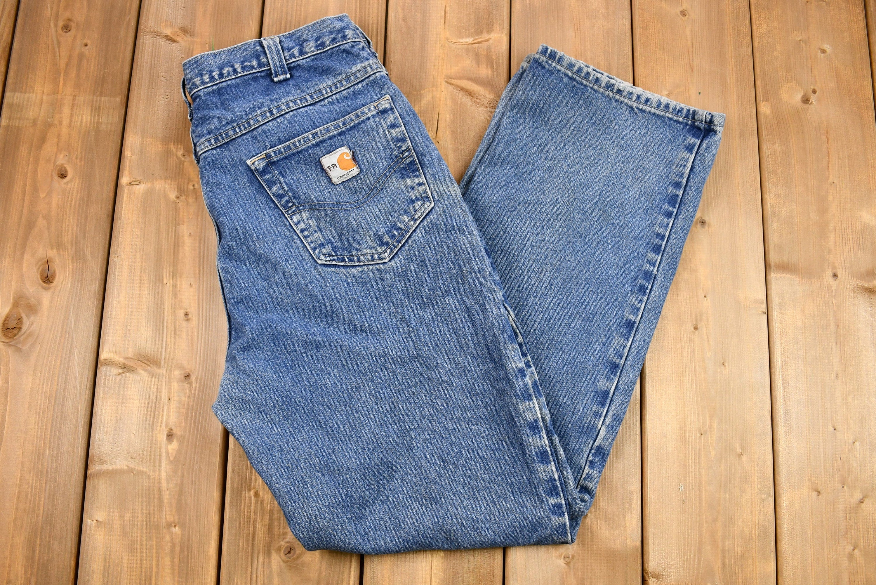 Vintage 1990s Carhartt Light-Mid Wash Flame Resistant Jeans