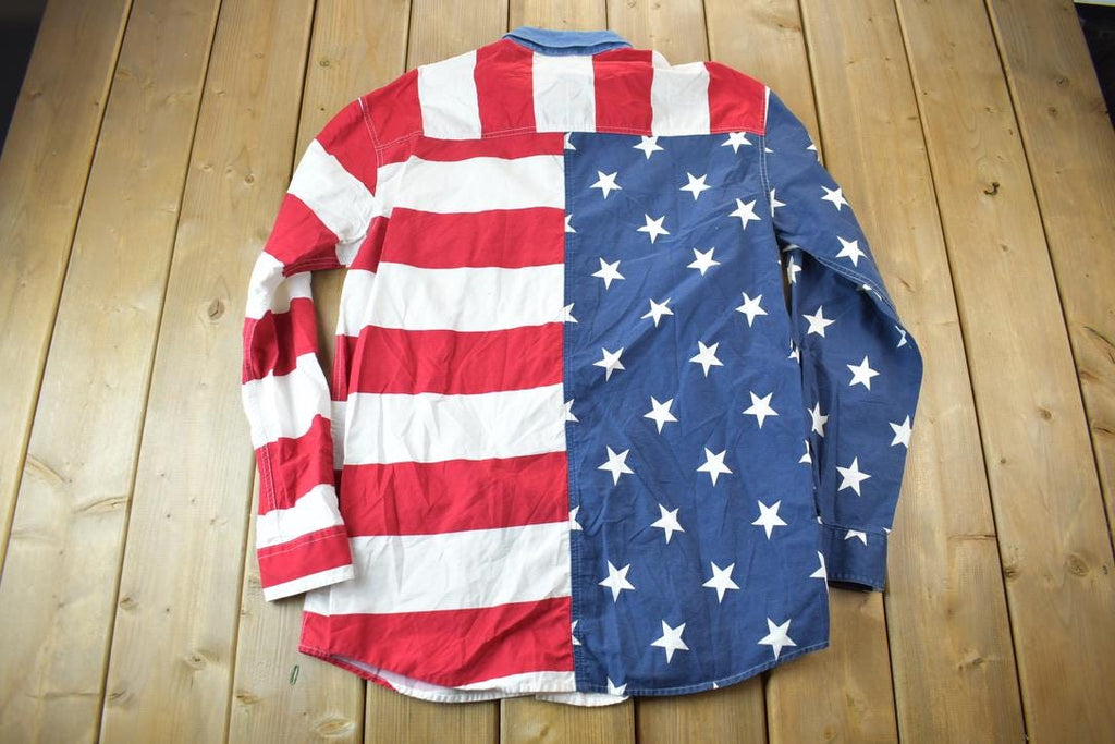 Vintage 1990s American Flag All Over Print Button Up Shirt