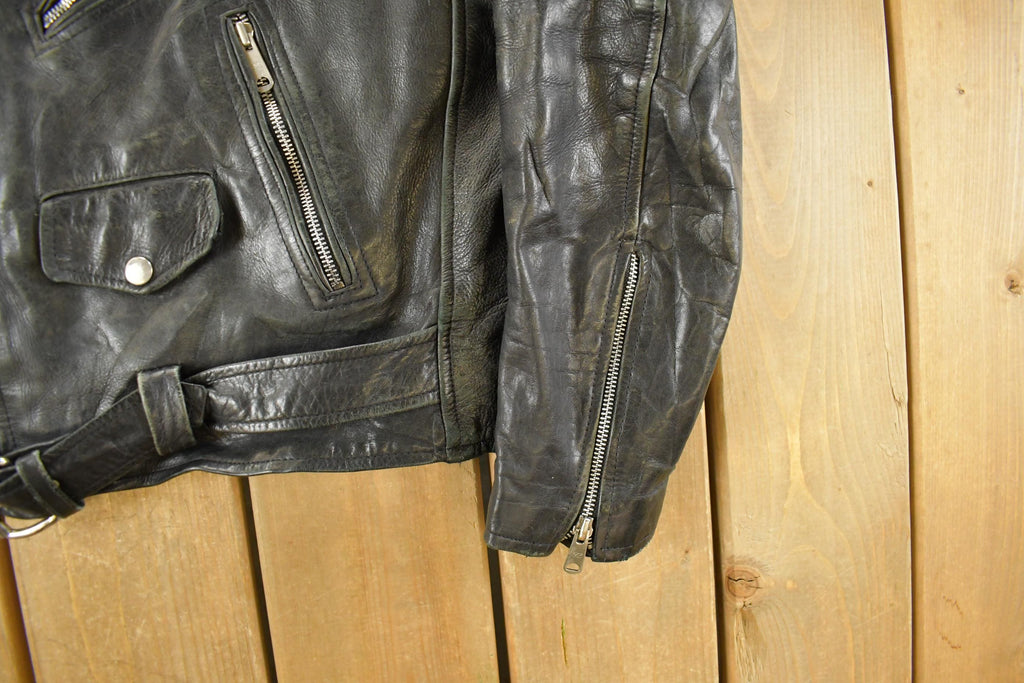 Vintage 1990s Leather Biker Jacket Men's Small