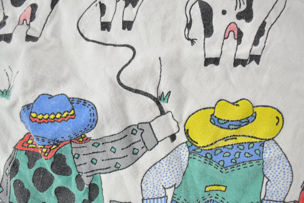 Vintage 1990s Farm Theme Graphic Double Collar T-Shirt