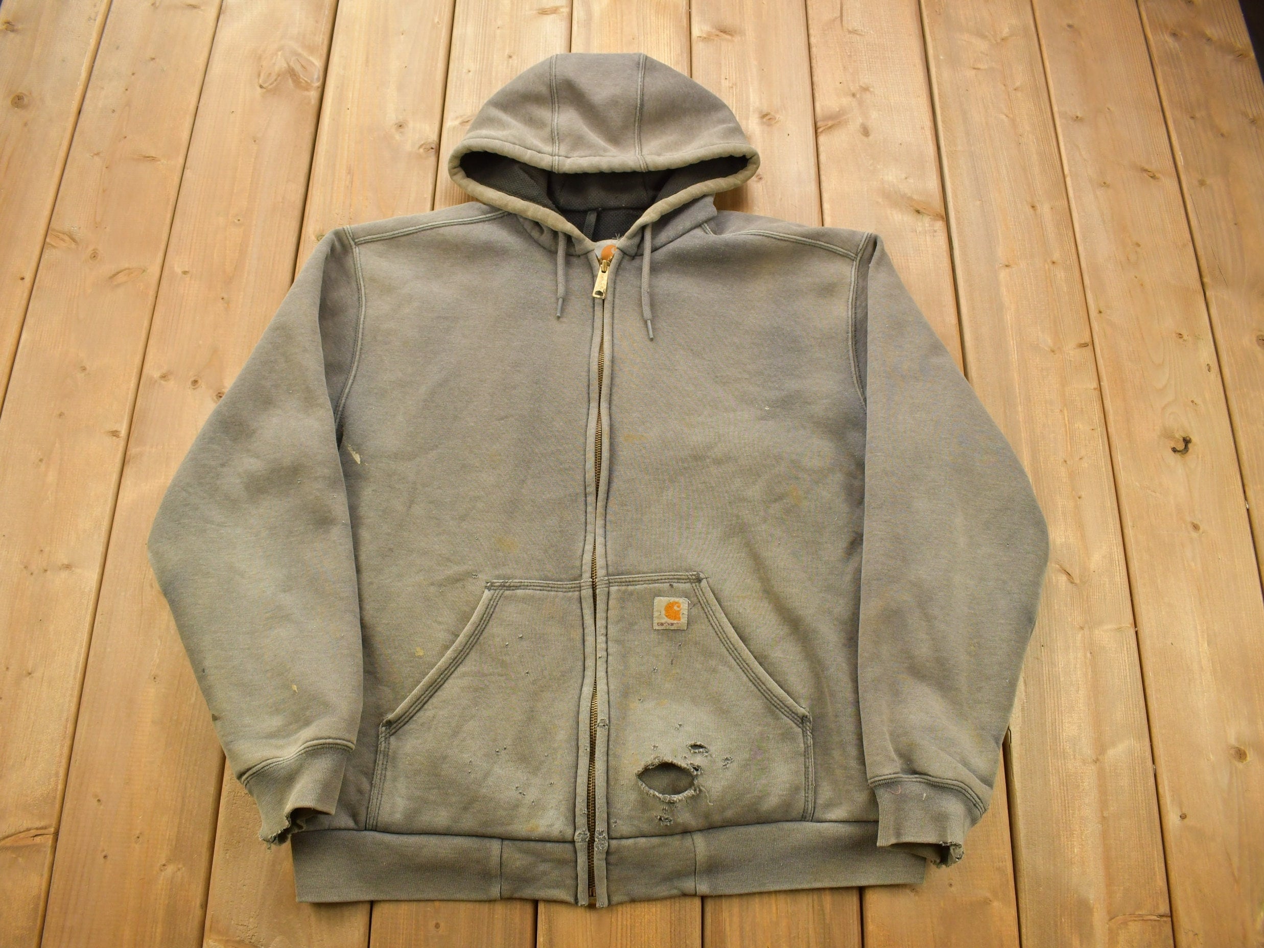 Vintage 1990s Carhartt Heavy Weight Sun Faded Zip Up Hoodie