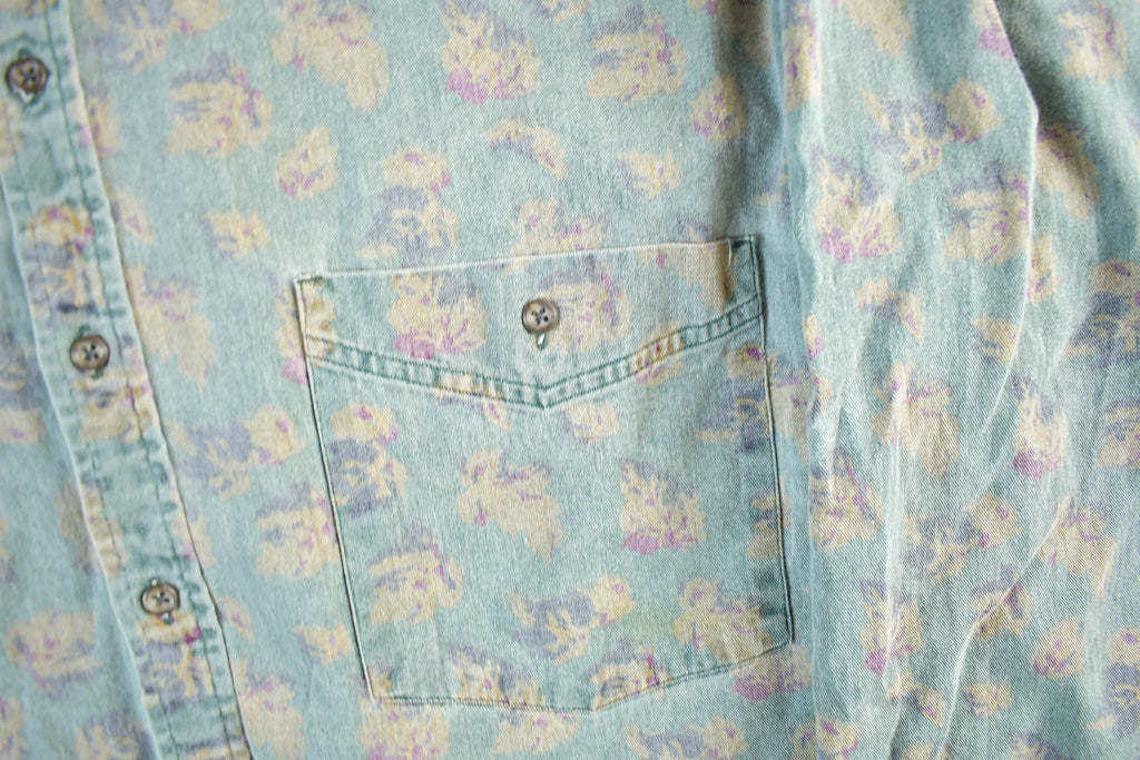 Vintage 1990s Eddie Bauer Floral Button Up Shirt Men's XL