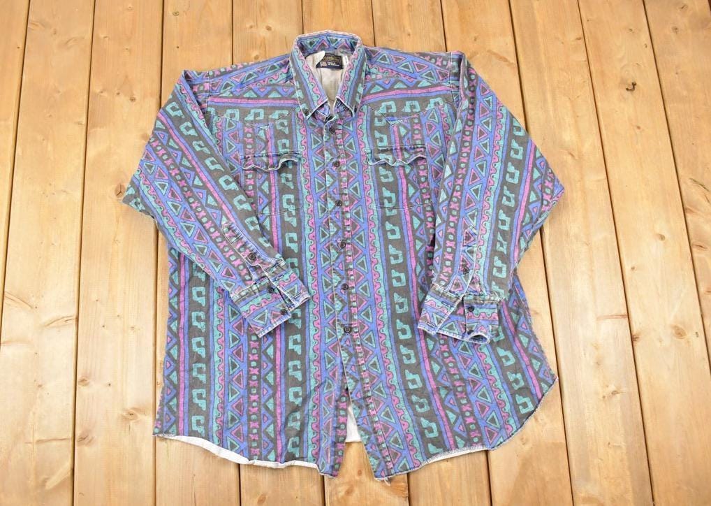 Vintage 1990s Panhandle Slim Abstract Button Up Shirt Men's XL