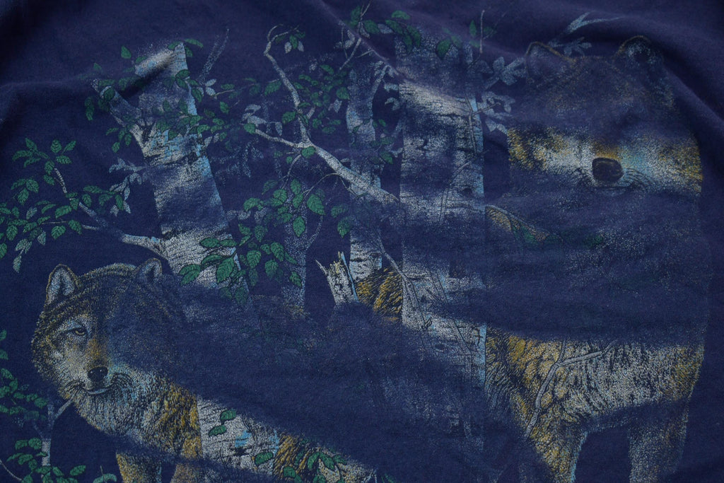 Vintage 1990s Outdoor Wolf Graphic T-Shirt / Single Stitch / Streetwear / Nature T-Shirt / Outdoorsman /2XL