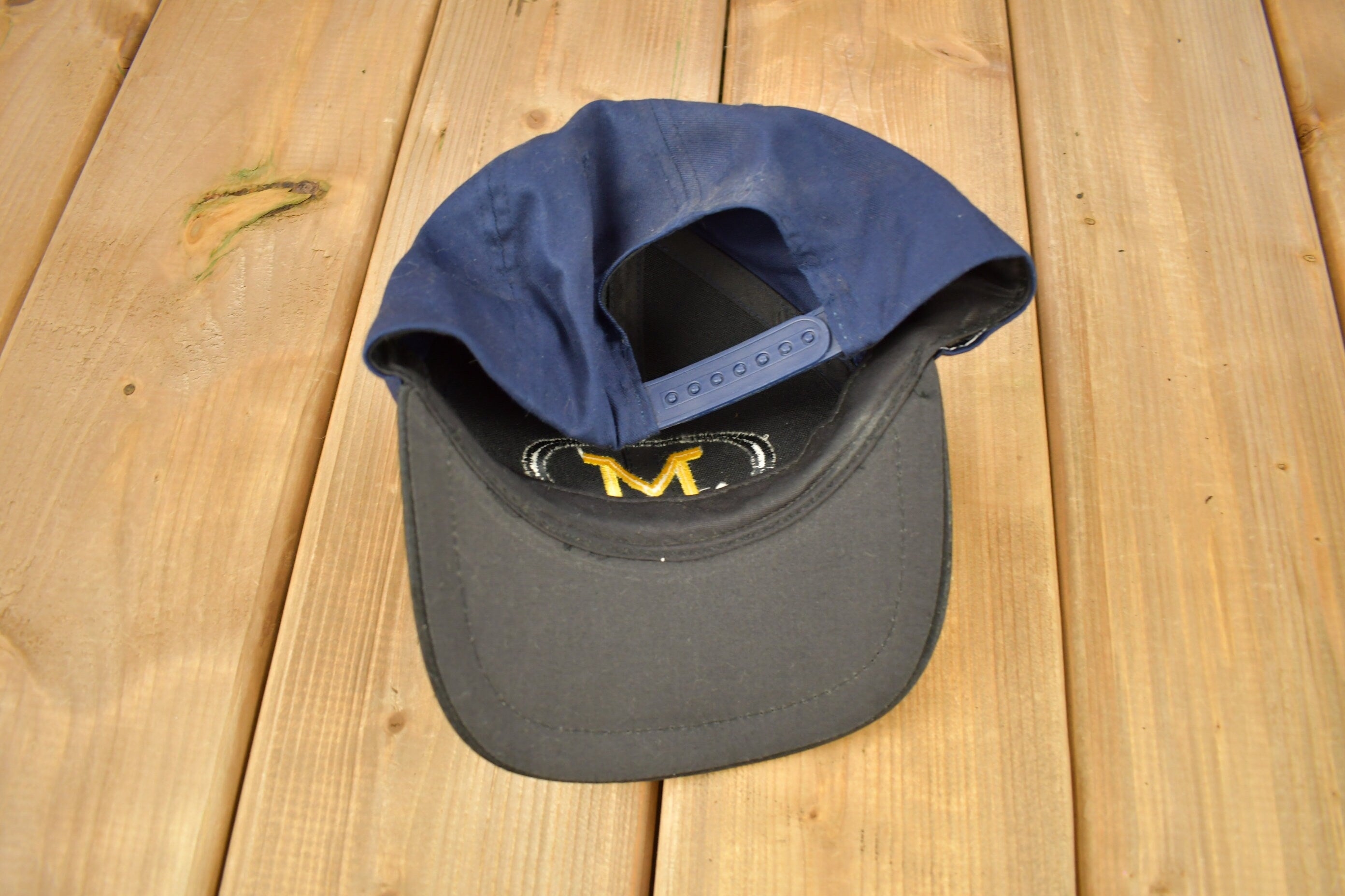 Vintage 1990s University Of Michigan Wolverines NCAA Collegiate Snap Back Hat  Vintage Hat  Embroidered