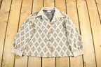 Vintage 1970's Argyle Pattern Button Up Shirt Women's Medium