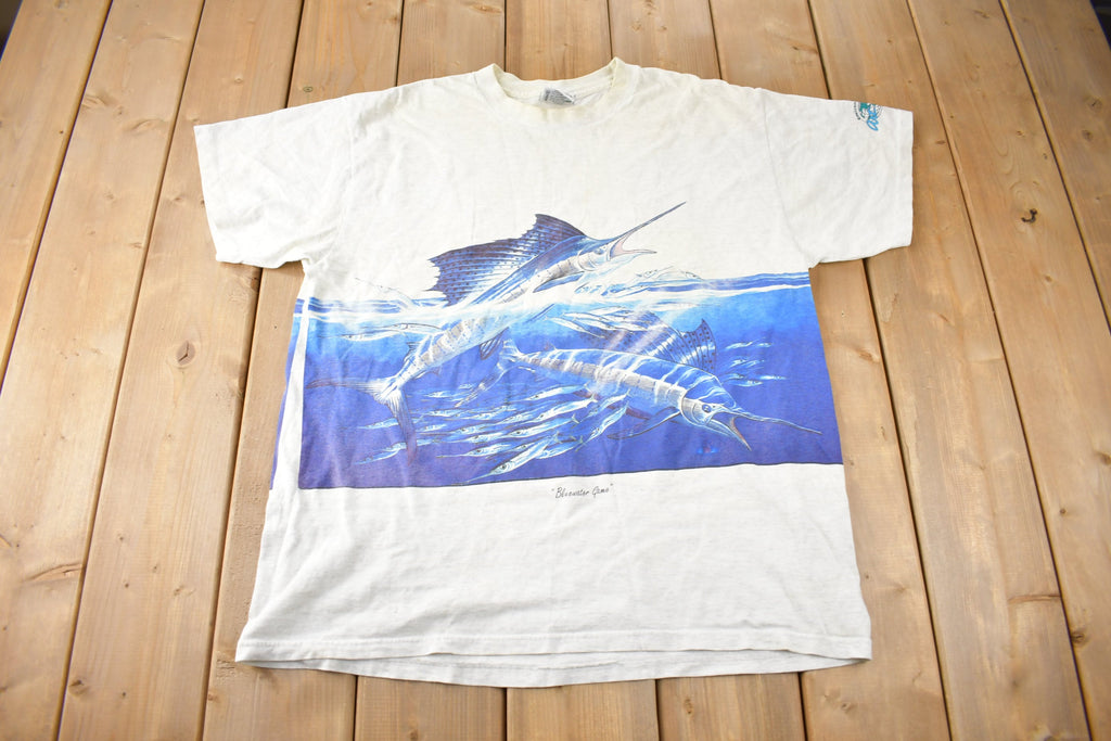 Vintage 1990s Spearfish Single Stitch Wrap Around Graphic T-Shirt Made In USA