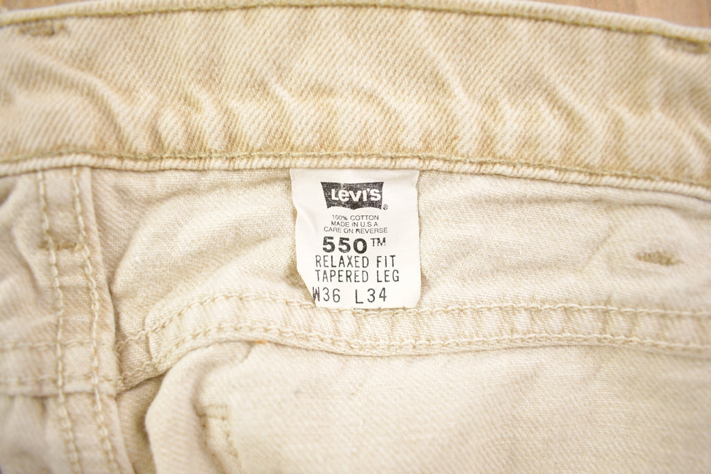 Vintage 1990s Levi's 550 Beige Wash Jeans Size 36 x 34