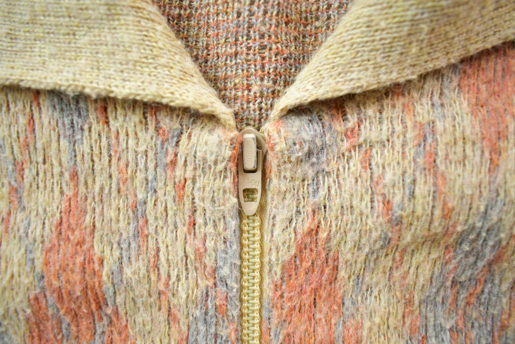 Vintage 1970s Lord Clayton Fill Zip Knit Collared Sweater