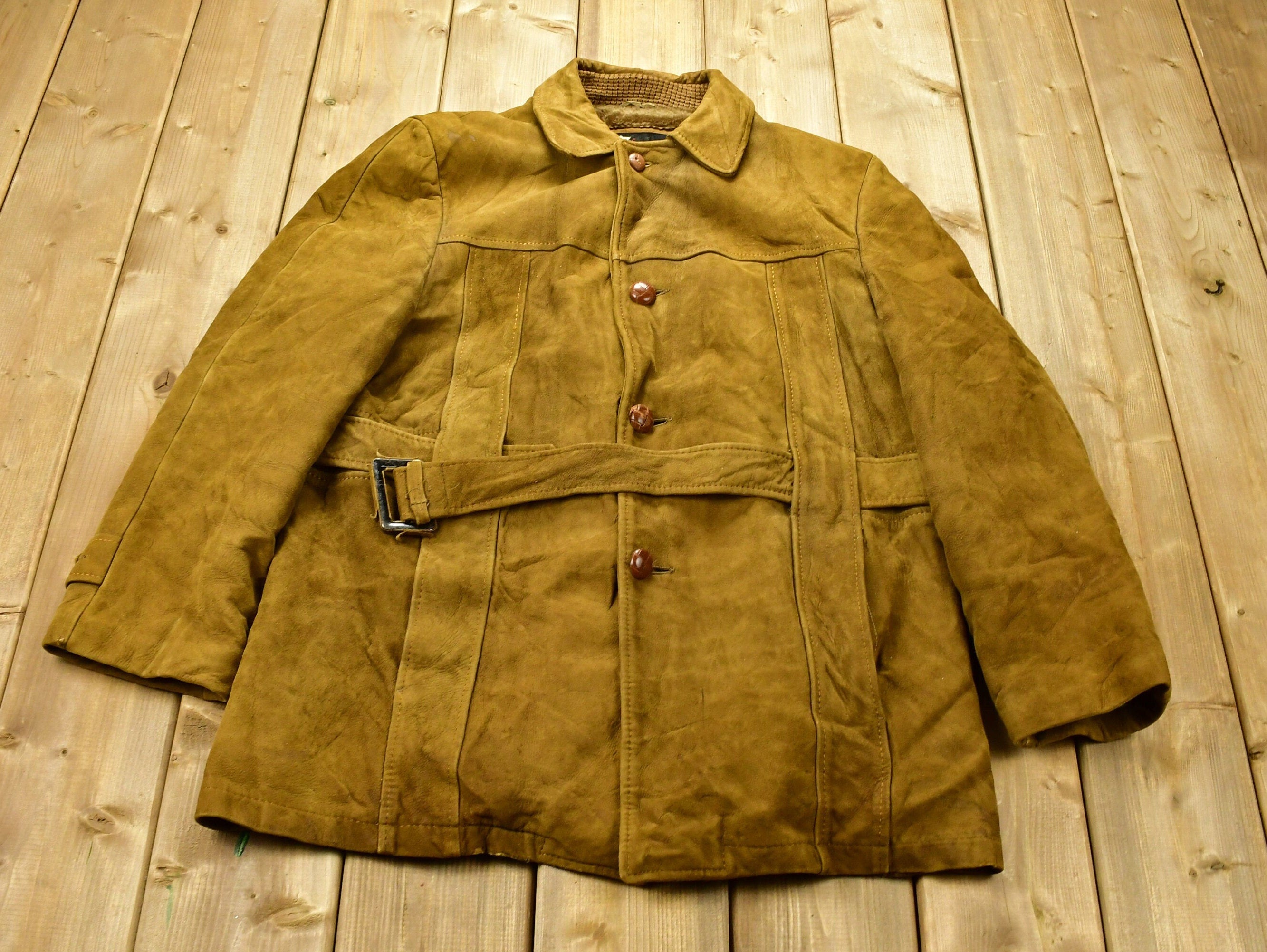 Vintage 1980s Cresco Suede Leather Jacket Size 42