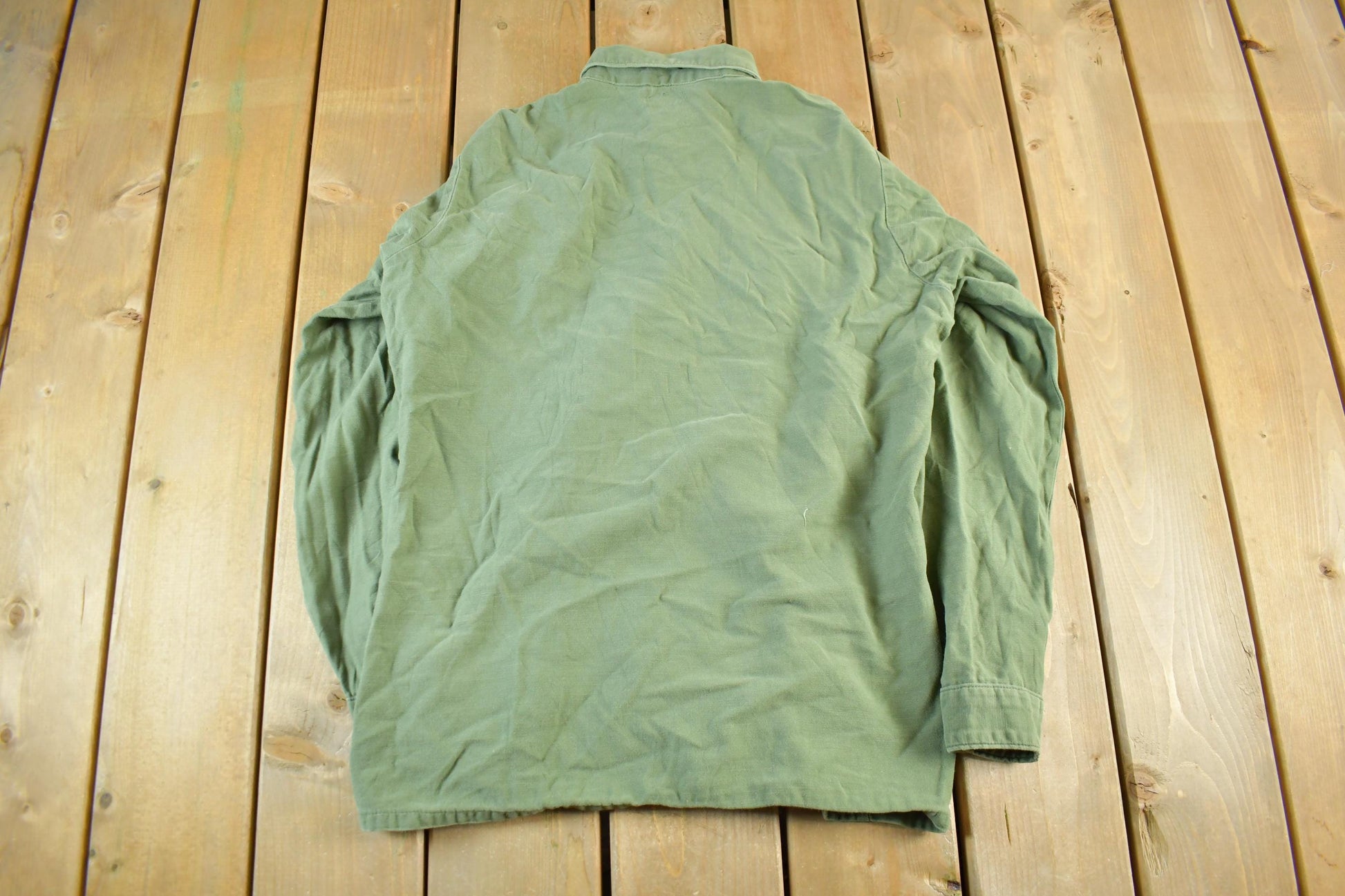 Vintage 1970s 1980s Army OG-107 Military Sateen Shirt Men's Medium  Field Combat Shirt  Militaria