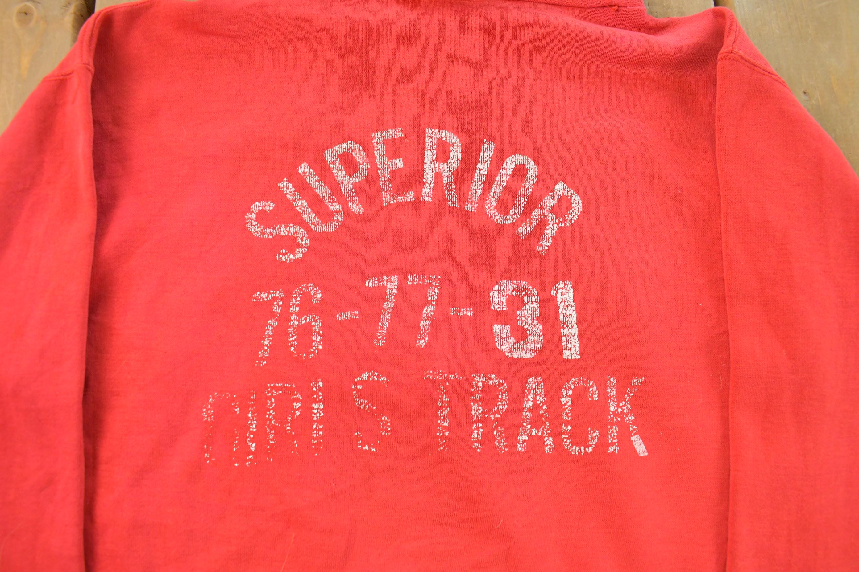 Vintage 1970s Superior Girls Track Russell Athletics Blank Hoodie Men's Small