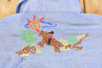 Vintage 1960s Loop Embroidered Horses Button Up Shirt Women's S