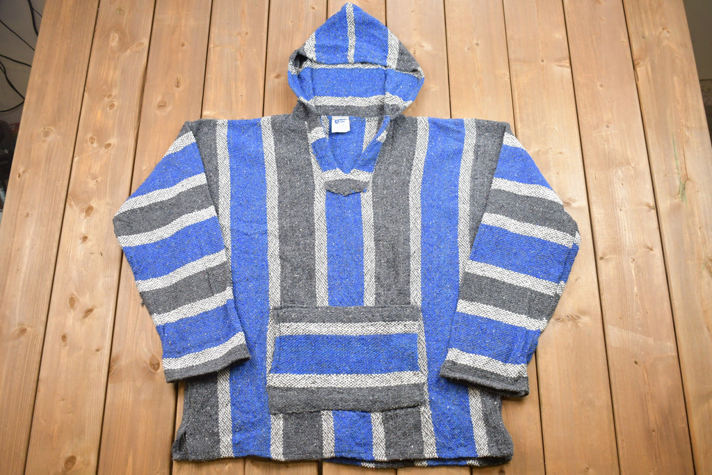 Vintage 1990s Blanket Hoodie / Made in Mexico 90s Hoodie / Vintage Sweater / 90s / Plaid Blanket Hoodie / Tourism
