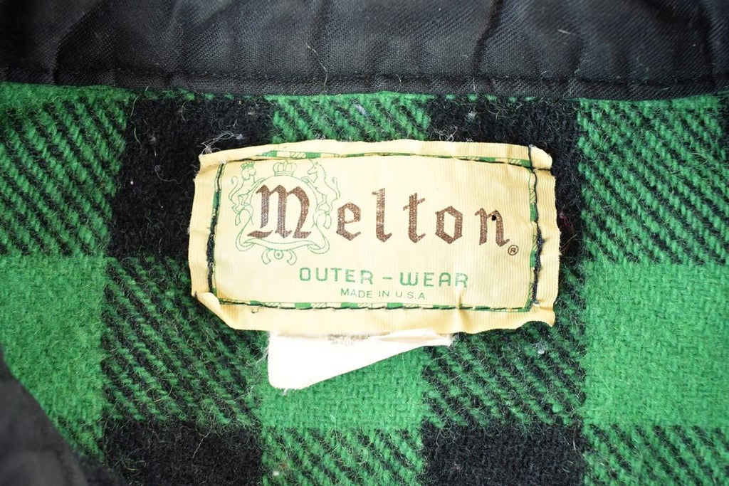 Vintage 1960s Melton Plaid Button Up Shirt Mens L