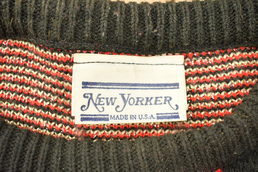 Vintage 1990s New Yorker Abstract Pattern Knitted Crewneck Sweater