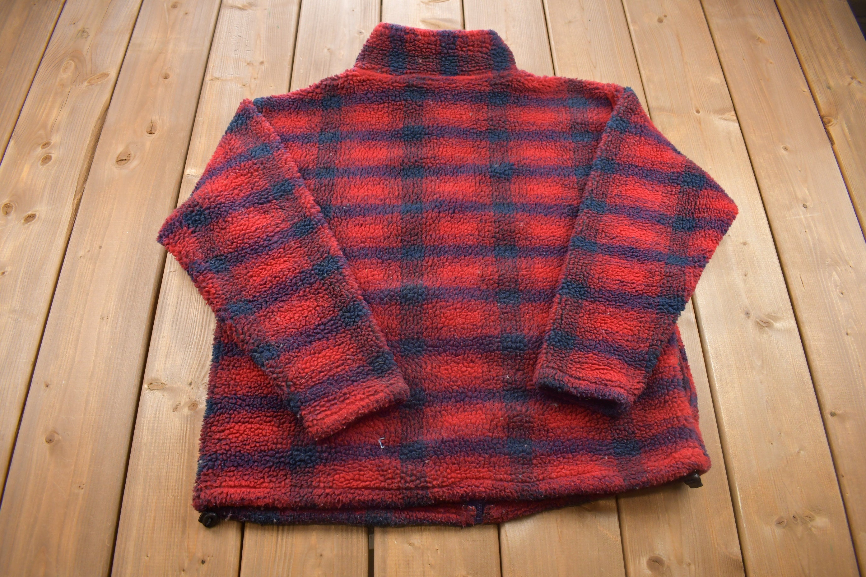 Vintage 1990s Black Mountain Outdoor Gear Thick Fleece Zip Up Sweater