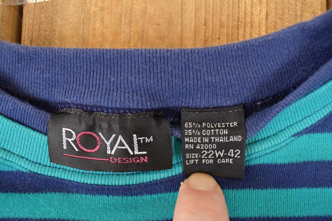 Vintage 1990s Royal Design Souvenir Striped T-Shirt Women's XL