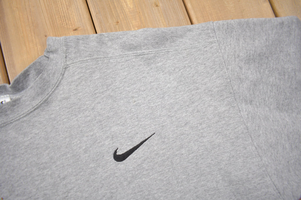 Vintage 1990s Nike Heather Grey Mini Swoosh Crewneck Sweatshirt