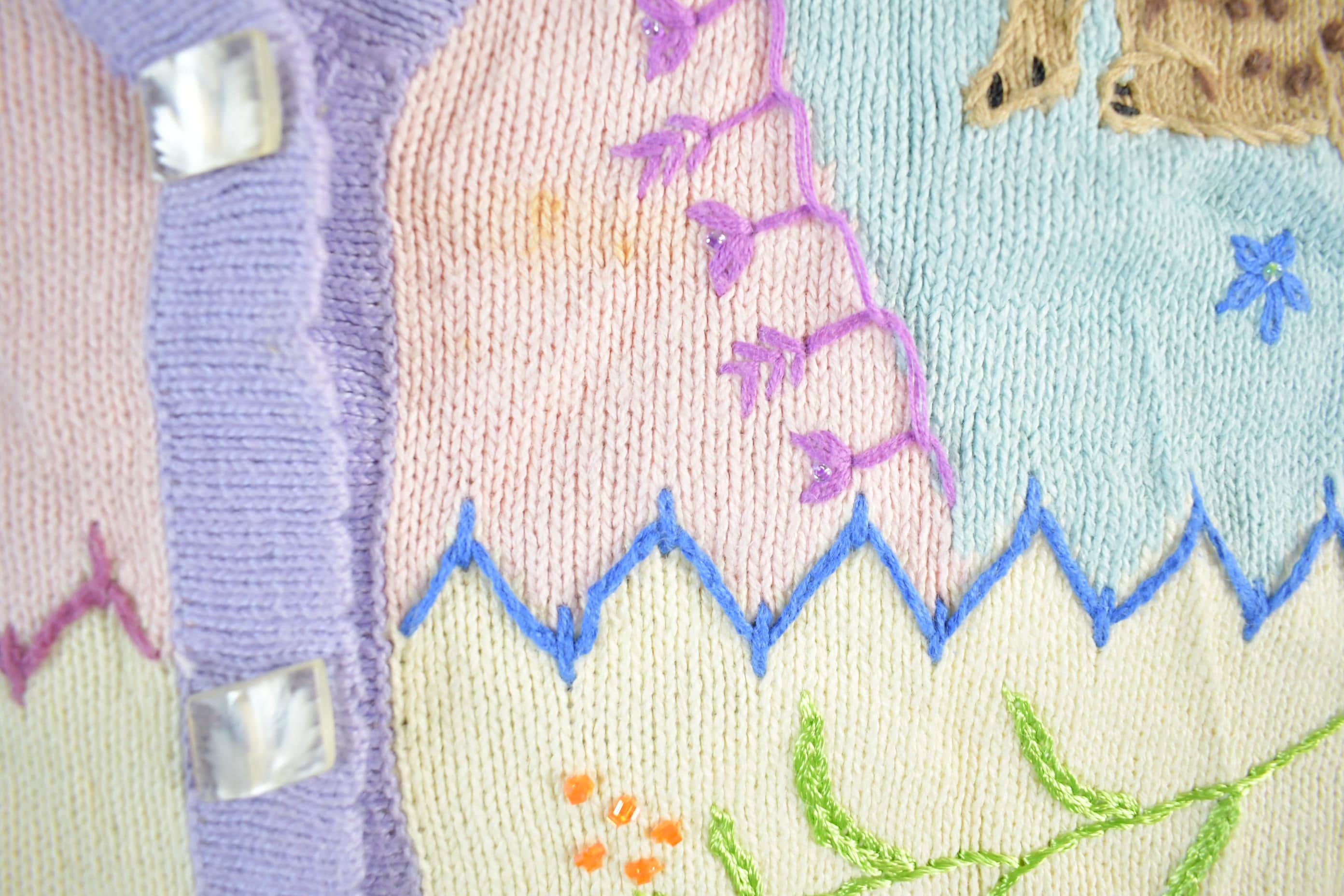 Vintage 90s Storybook Knits Embroidered Cardigan: Garden Grandma Sweater