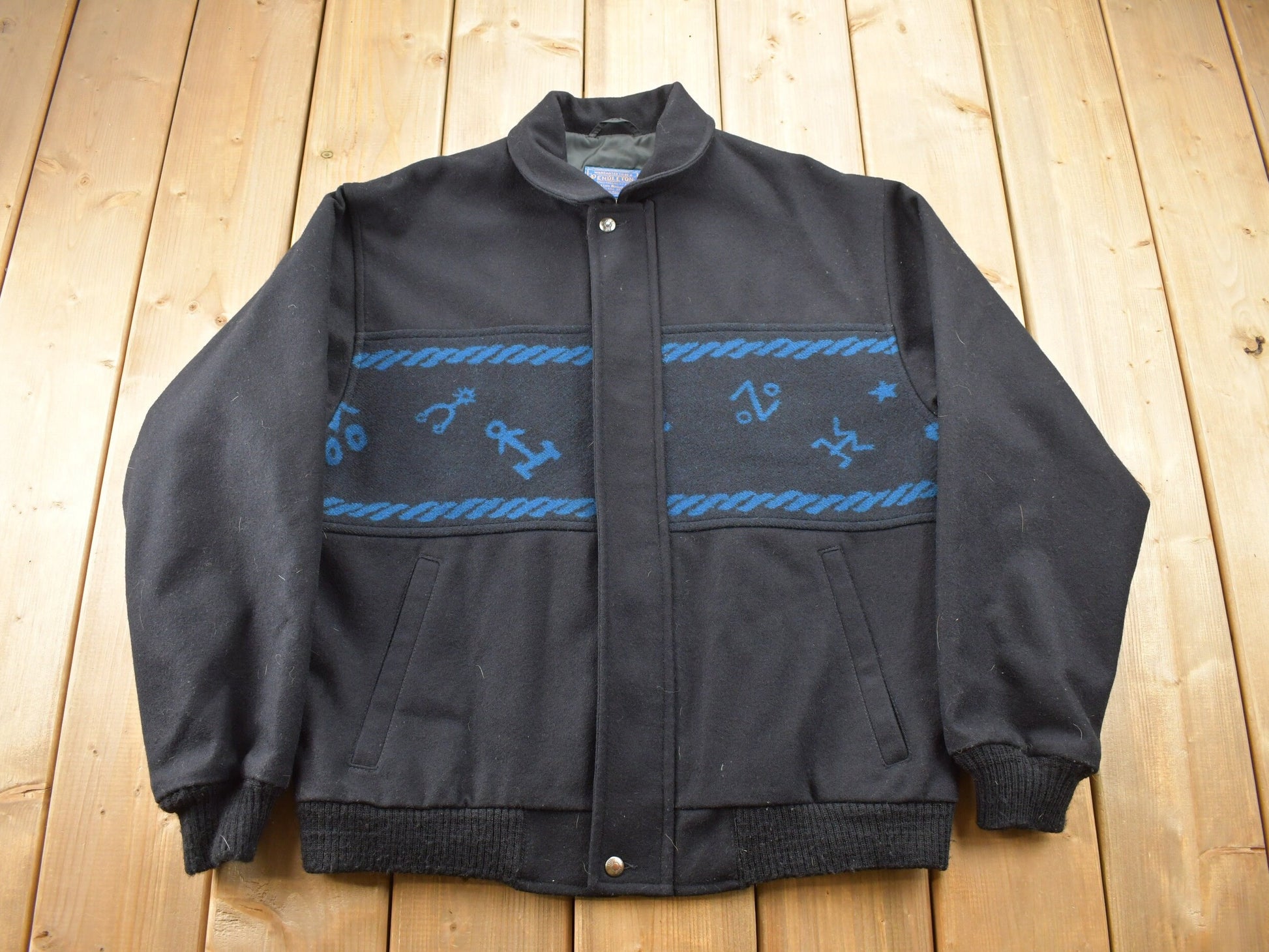 Vintage 1980s Pendleton High Grade Western Wear Anchor Jacket / True Vintage / 100% Wool / Outdoorsman / Made In USA / Sailor Jacket
