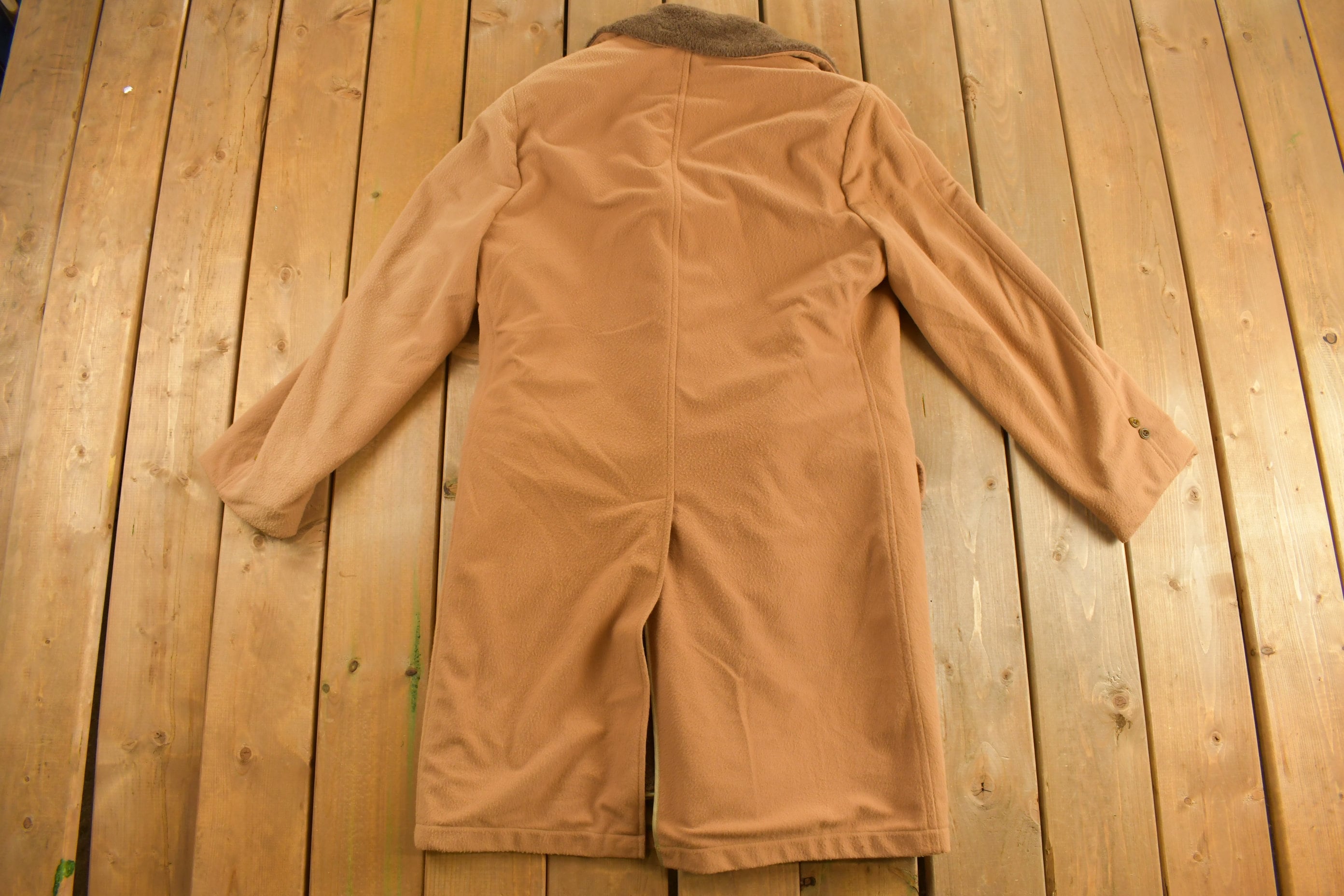 Vintage 1990s Fur Collar Leather Overcoat