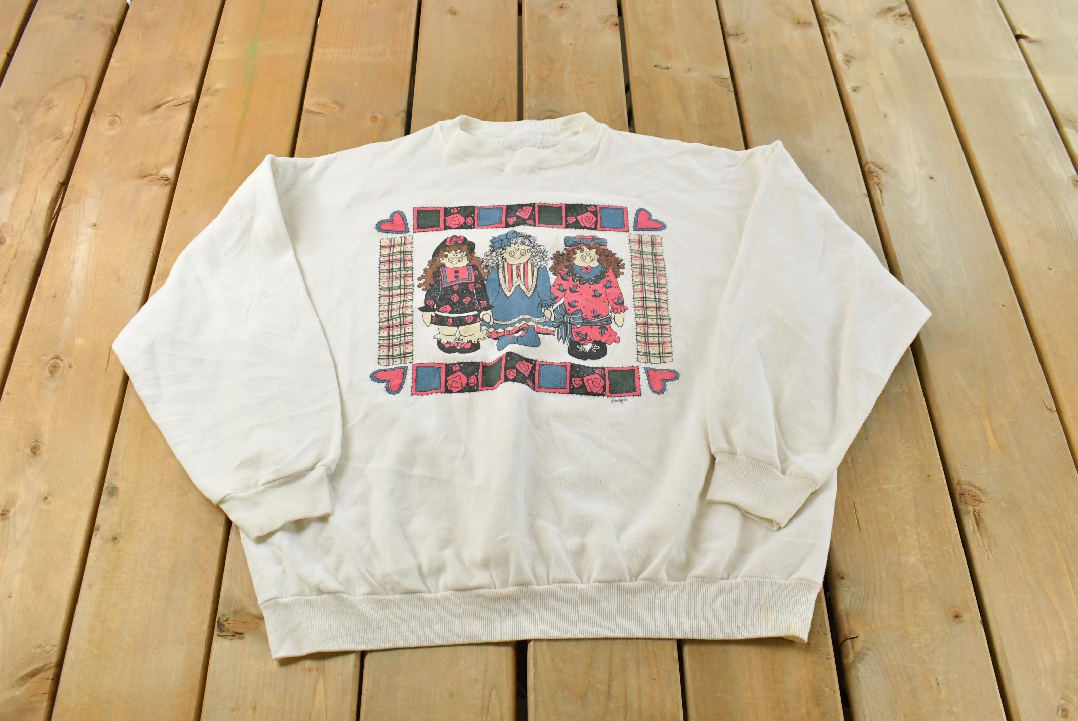 Vintage 1990s Cute Dolls Crewneck Sweatshirt Men's Large