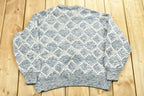 Vintage Heavy All Over Pattern Knitted Sweater , Vintage 90s Crewneck , Pattern Print , Outdoor , Wilderness , Pullover Sweatshirt