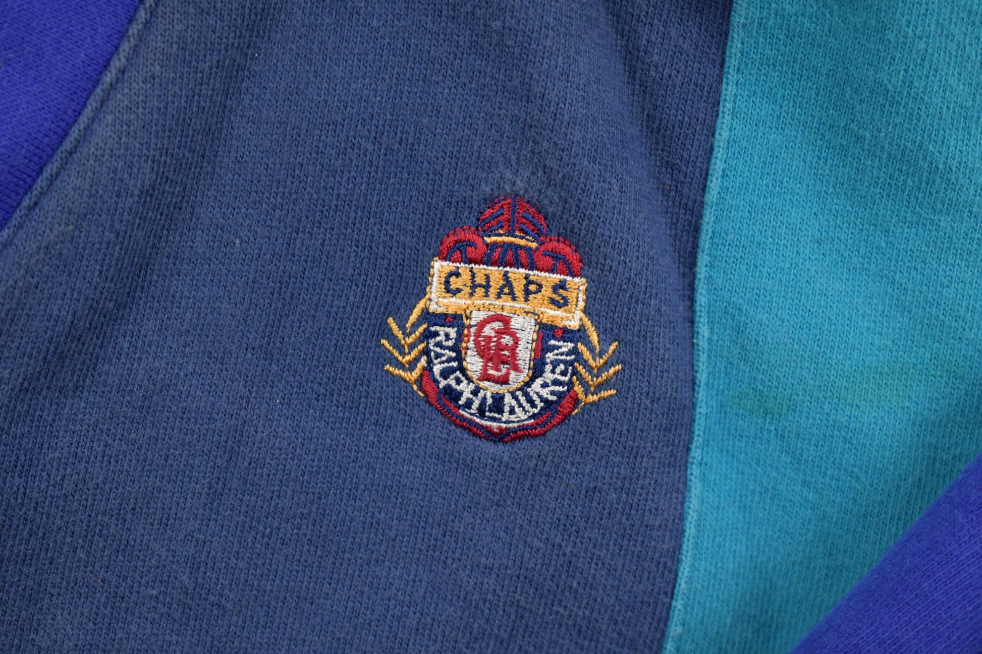 Vintage Chaps Ralph Lauren Colour Block V Neck Sweatshirt 1990's