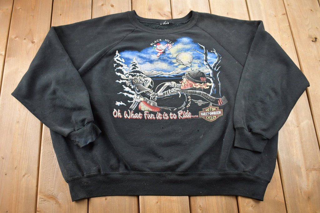 Vintage 1992 Harley Davidson Black Hills Oh What Fun It Is to Ride Crewneck Sweater