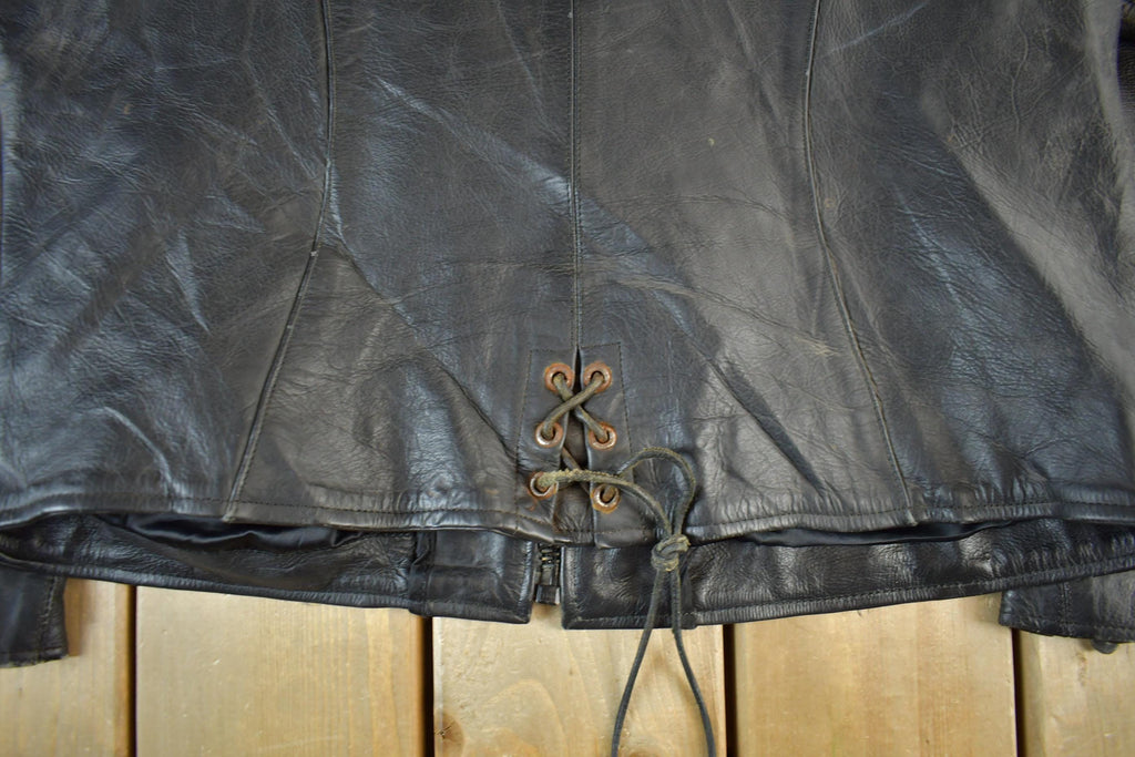 Vintage 1990s Genuine Leather Biker Jacket Adult Large