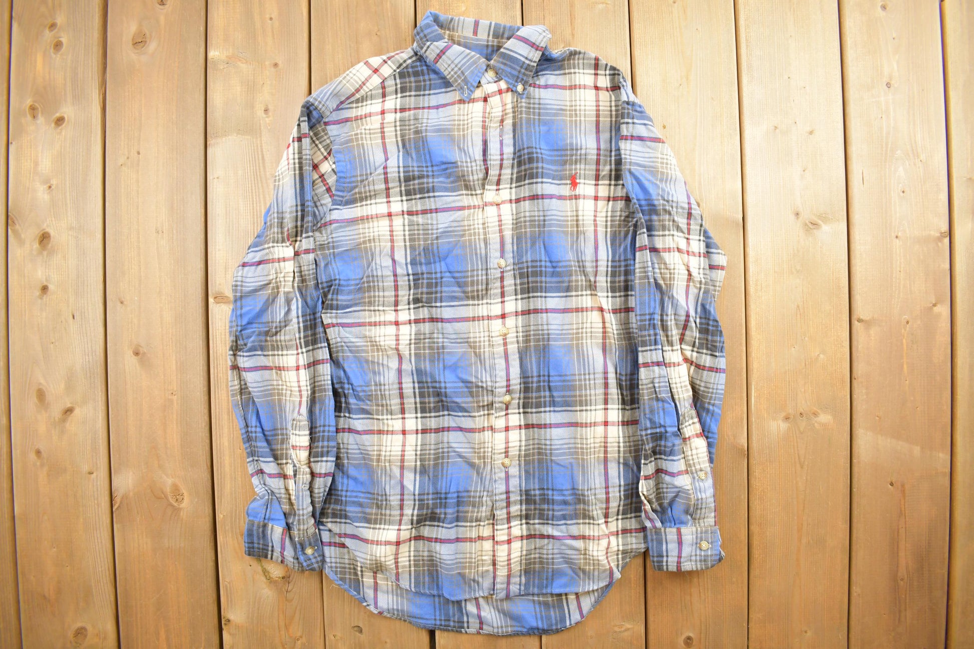 Vintage 1990s Plaid Ralph Lauren Polo Button Up Flannel Longsleeve Shirt