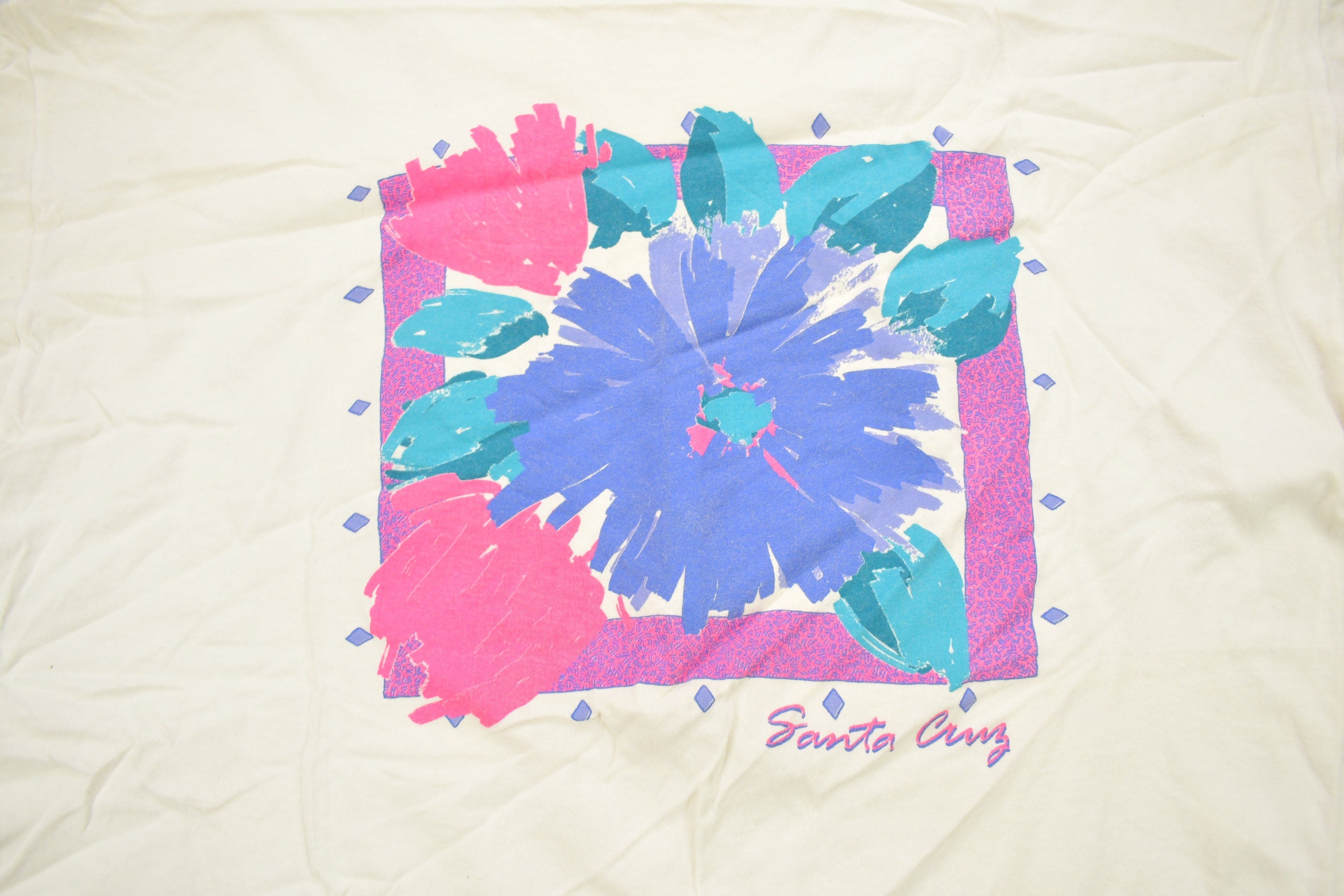 Vintage 1990s Santa Cruz Flower Theme Souvenir T Shirt