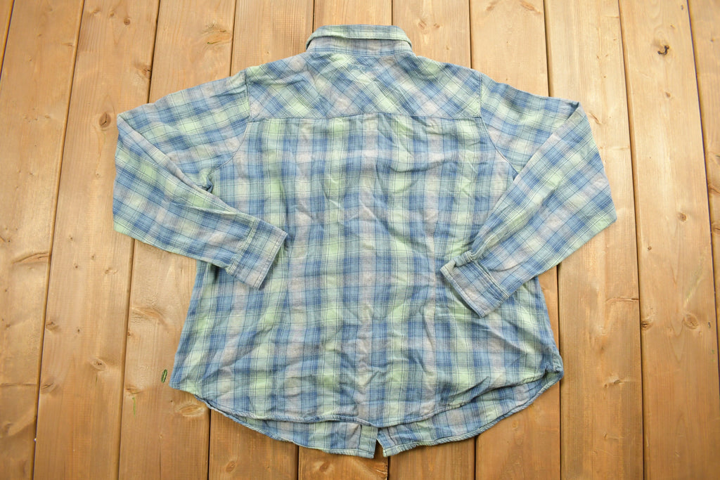 Vintage 1990s Noble Outfitters Plaid Button Up Fleece Sweater